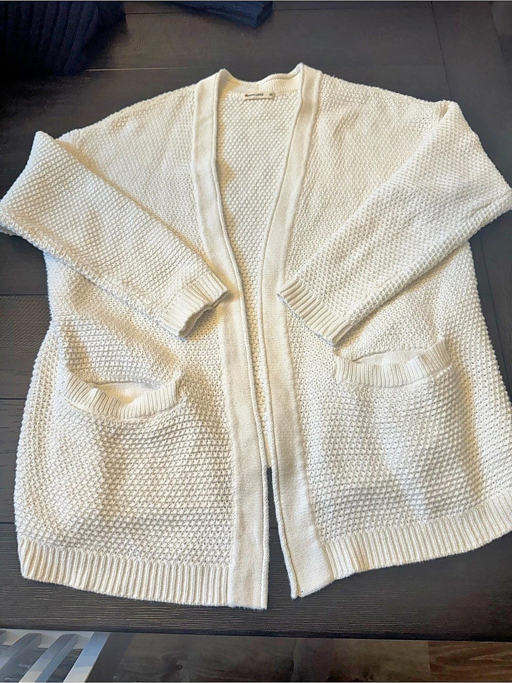 Marine Layer Catalina Open Waffle Knit Cardigan Cream XS